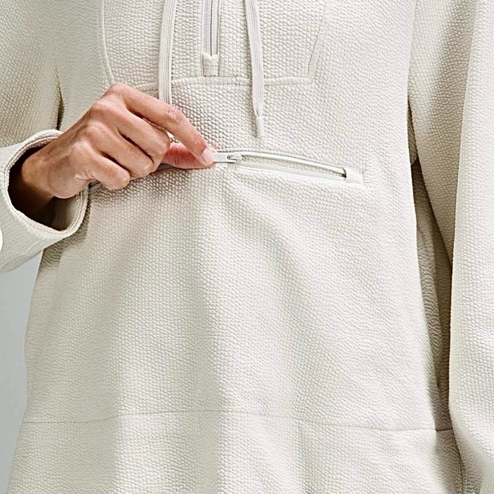 Lululemon Textured Half-Zip Hoodie Bone Size 8 - Picture 11 of 16